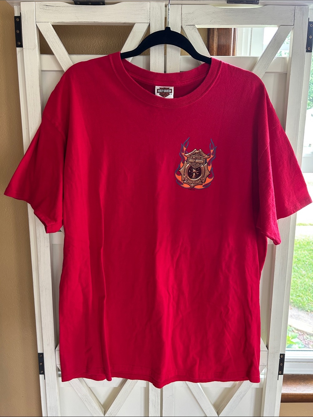 Harley-Davidson Red Short-Sleeve Tee with Flame Crest Waterloo Iowa